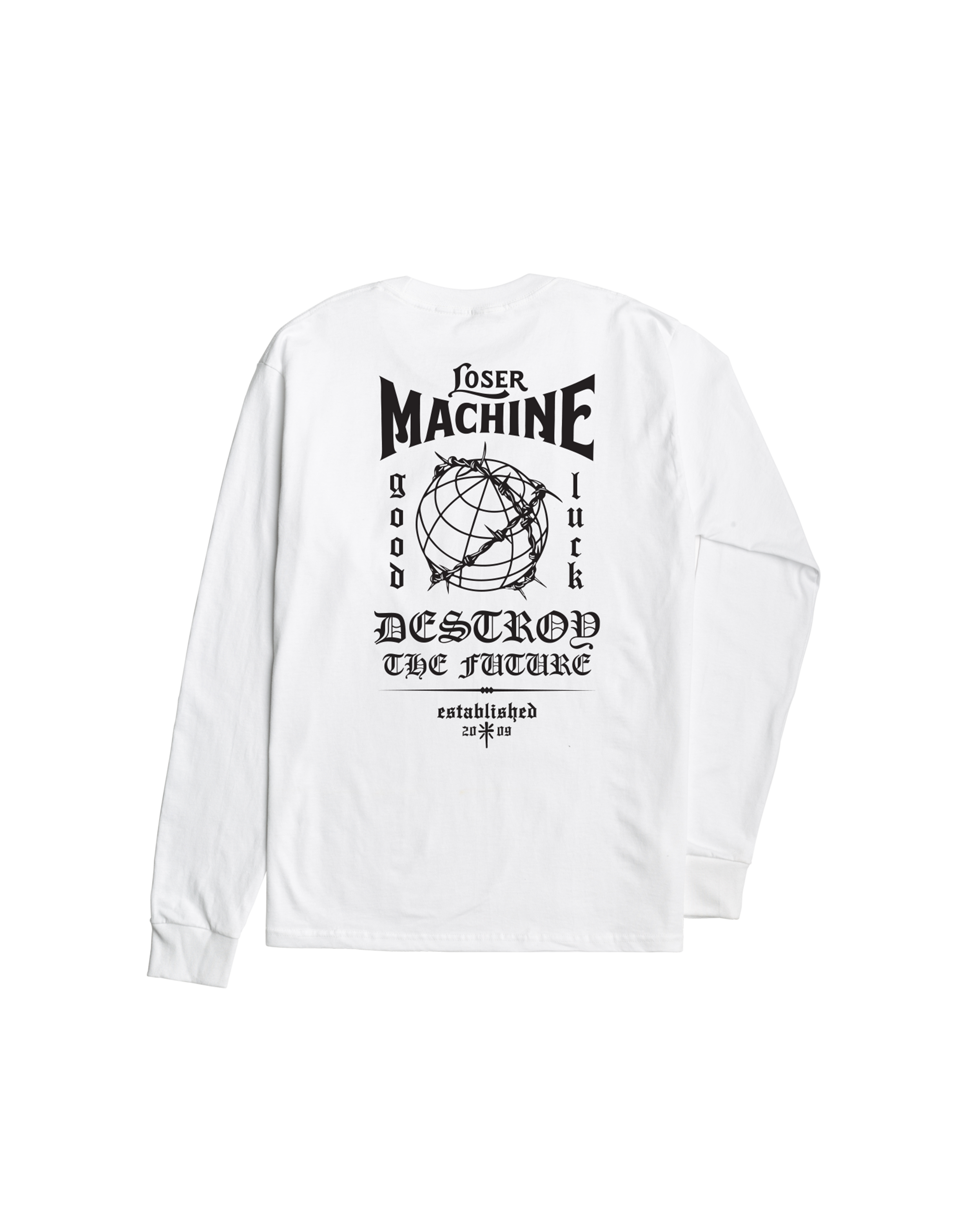 loser machine superstition stock ls t-shirt white